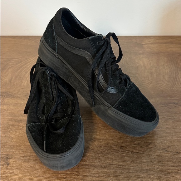 Vans Old Skool Platform Sneaker Black Suede Flatform Shoe Men’s 7.5 Women’s 9 - Picture 5 of 11